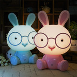 三档调光LED护眼暖光眼镜兔台灯插电照明灯室内小兔子触摸装饰灯