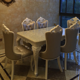 欧式餐桌椅组合6人大理石饭桌长方形新古典1.5桌子小户型白色桌子