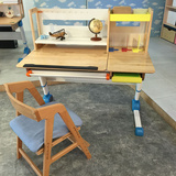 【新品现货】2平米探索家桦木儿童学习桌椅套装天然实木原木1.2米
