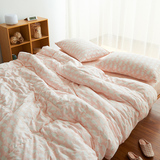 日式简约清新天竺棉四件套全棉纯棉针织床笠床单卡通裸睡床上用品