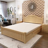 韩式白色现代简约实木床1.8米单双人地中海儿童公主床1.5m松木床