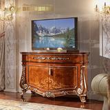 高端定制欧式电视柜实木雕花双门电视柜美式新古典别墅客厅储物柜