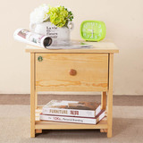 松木床边柜实木简易床头柜实木柜收纳柜现代简约储物小柜子 家具