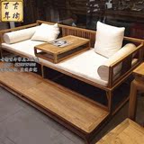 中式免漆家具实木沙发休闲贵妃榻明清古典仿古罗汉床老榆木罗汉床