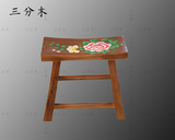 中式纯榆木手绘换鞋梳妆凳彩绘餐凳百搭矮凳全实木板凳子可定做