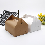 大号牛皮纸盒子手提式蛋糕卷盒慕斯西点盒外卖食品打包盒包装纸盒