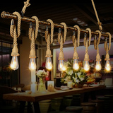 loft个性水管麻绳吊灯5头咖啡馆吧台服装店北欧复古工业装饰吊灯