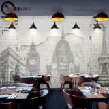 复古怀旧3D立体砖纹块壁纸欧式咖啡厅个性西餐厅手绘建筑墙纸壁画