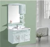 简约时尚地中海风格80公分防水PVC吊柜浴室柜洗脸盆陶瓷盆卫浴柜