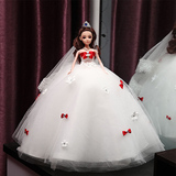 新款新娘芭比娃娃婚纱儿童生日礼物人形玩具婚庆摆件蓬蓬公主裙摆