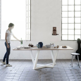 创意办公家具铁艺实木工作台小型会议桌长桌简约现代长条洽谈桌子
