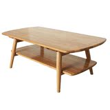 现代简约日式椭圆形双层储物整装全实木茶几客厅家具橡木桌子矮桌