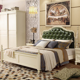 美式乡村实木床1.8米双人床欧式真皮公主床婚床白色卧室家具F807