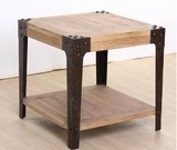 设计师法式loft铁艺茶几 复古实木咖啡桌 创意沙发边几电话几方几