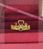 PINKBOX专柜正品 黄金足金时尚心形红色彩石皇冠戒指热款 现货