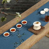 茶席麻布禅意布艺日式刺绣桌旗茶几桌布干泡席茶壶垫茶帘杯垫香席