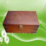 zakka口红化妆品收纳盒桌面复古做旧证件包角木盒实木带锁首饰盒