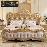 欧式床 法式双人床实木真皮床1.8米高箱储存公主床奢华结婚床