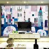 英式建筑风景大型壁画 客厅电视背景墙壁纸 手绘油画卧室墙纸壁画