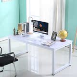 特价台式钢木电脑桌双人写字台简约办公桌宜家简易书桌家用桌包邮