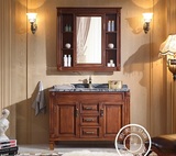 美式中式仿古浴室柜橡木实木组合卫浴柜整体落地式镜柜洗漱台