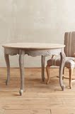 宜家复古做旧美式实木餐桌欧式客厅圆形橡木餐桌客厅家具组合定制
