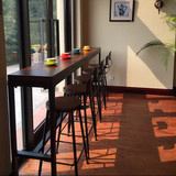 美式实木客厅吧台桌现代简约铁艺复古酒吧咖啡厅高脚桌椅长条桌子