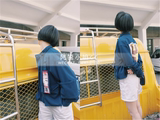 2015TYAKASHA塔卡飞机系列女款蓝色短款数码印花夹克外套现货