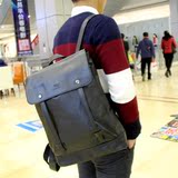 韩版休闲男士双肩包真皮学生书包时尚电脑包潮流男双肩背包旅行包