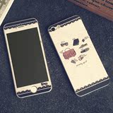 iPhone5S钢化膜 苹果5玻璃彩膜SE可爱卡通高清防爆前后背手机贴膜