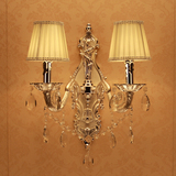 银色双头欧式水晶壁灯 客厅背景墙壁灯 卧室床头壁灯 过道壁灯