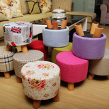简约现代换鞋凳创意穿鞋凳实木矮凳布艺时尚沙发板凳客厅小圆凳子