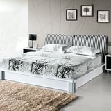 简约现代板式床 双人床1.8米小户型软靠婚床钢琴烤漆大床卧室家具