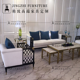 新中式沙发现代中式美式样板房家具客厅三人位新古典售楼处沙发椅
