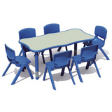 波特六人桌早教幼儿园儿童课桌椅可升降防火板6人游戏学习桌FY