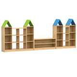 幼儿园玩具柜实木区域分收纳柜生态木房屋组合柜自由分区柜书架FY