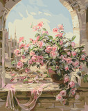 diy数字油画家居装饰风景植物花卉情侣手绘大幅包邮窗前一景