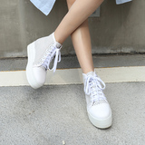 真皮小白鞋女松糕底系带韩版太阳的后裔宋慧乔同款单鞋内增高学生