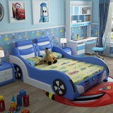 儿童床男孩实木床皮床1.2m单人床创意小床女孩1.5米汽车床带护栏