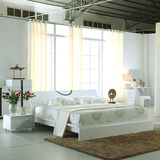 现代双人床 白色钢琴烤漆板式床 组合卧室套房1.8米排骨架简易床