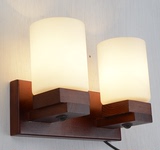 现代新中式美式北欧壁灯床头灯单头双头三头创意实木过道卧室灯具