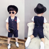 童装男童套装1-3-5周岁宝宝韩版套装夏季新款儿童马甲薄款两件套