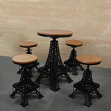 简约现代实木桌椅三 五套件组合休闲阳台圆形桌椅做旧咖啡厅桌椅