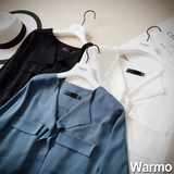 warmo2016秋季新款韩版宽松口袋上衣长袖雪纺衫纯色白衬衫衬衣女