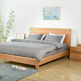 万事屋日式北欧风简约全纯实木框架红橡木水曲柳双人床1.5/1.8米
