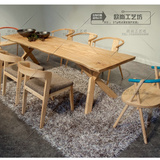 北欧宜家纯实木餐桌 原木长桌饭桌桌子简约创意 家用餐桌椅组合