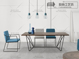 北欧餐桌实木办公电脑桌子长方形铁艺写字台loft创意设计师家具