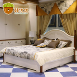 韩优优卧室家具 地中海风格实木双人床高箱床 美式乡村储物简易床