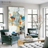 现代简约样板房装饰画客厅巨幅抽象油画卧室床头挂画玄关壁画超大