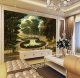 3D欧式名画奥本山公园电视背景墙纸客厅卧室风景油画壁纸酒店壁画